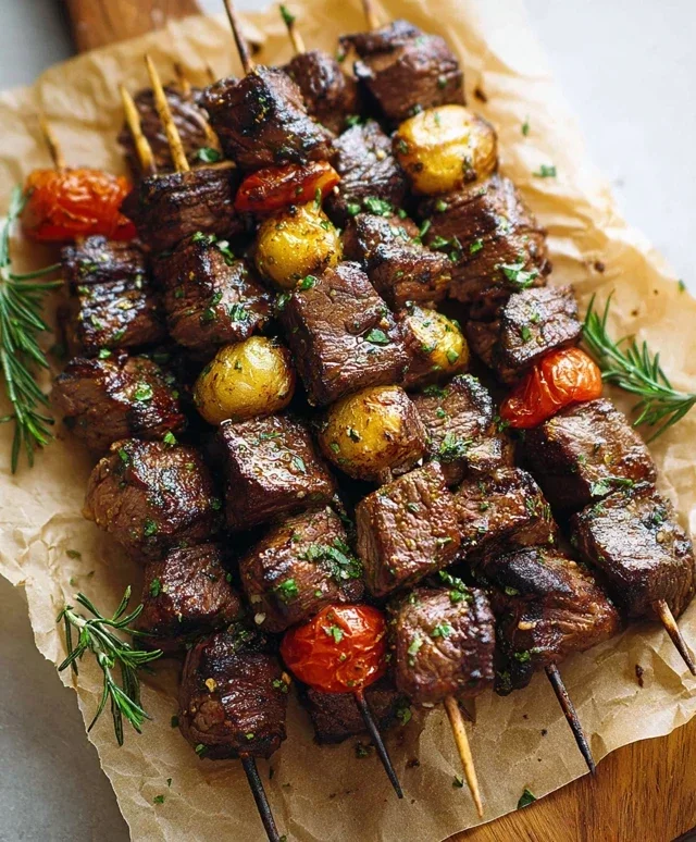 Rosemary Garlic Steak Kebabs