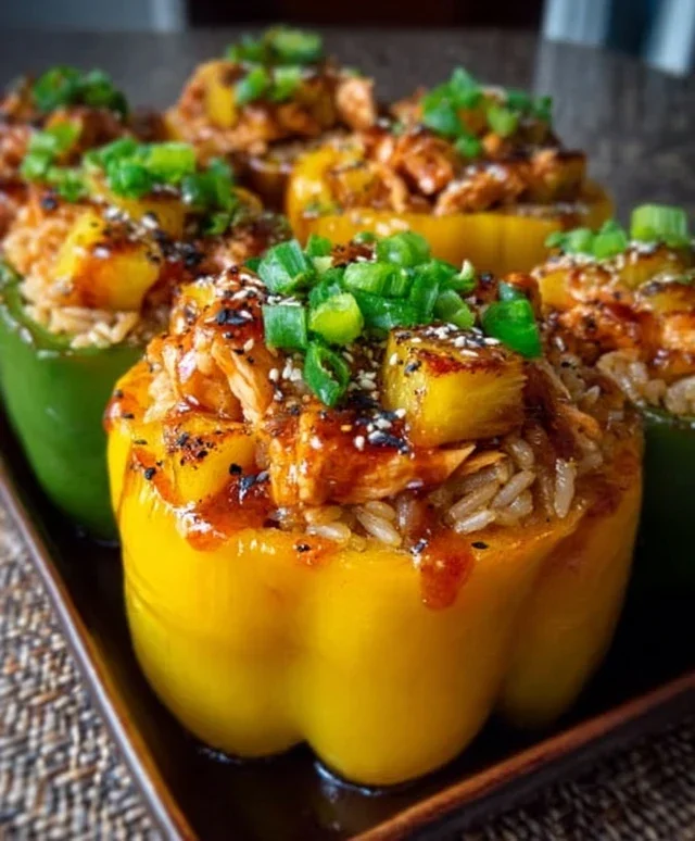 Teriyaki Pineapple Chicken and Rice Stuffed Peppers: A Sweet and Savory Meal