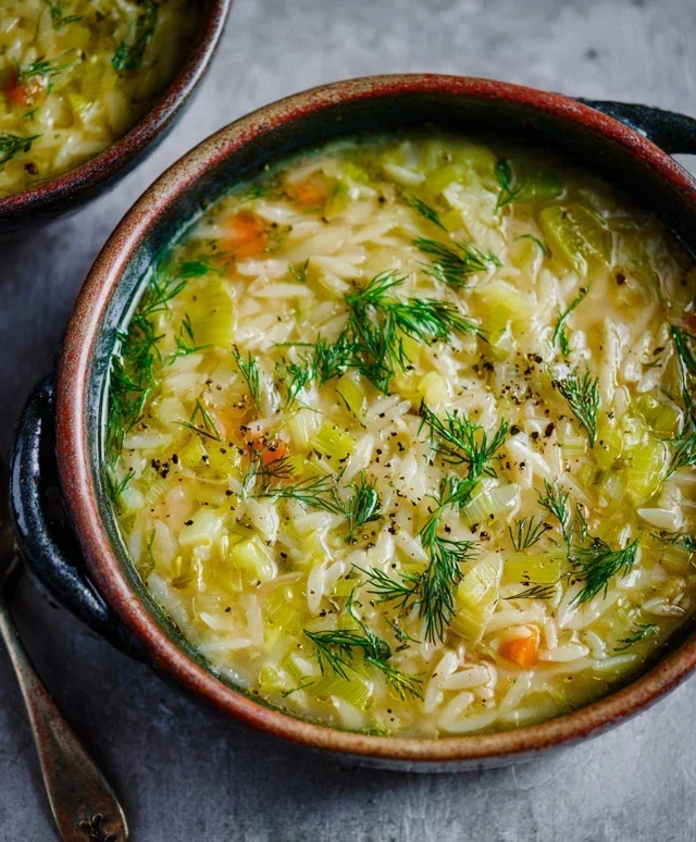 Orzo Leek and Dill Soup