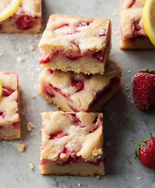 Strawberry Lemon Blondies