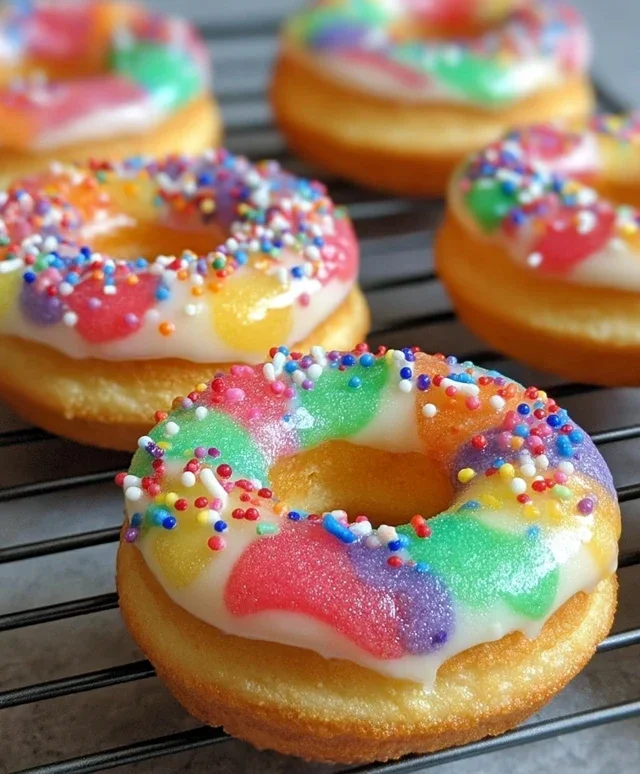 Mini Rainbow Vanilla Bean Donuts