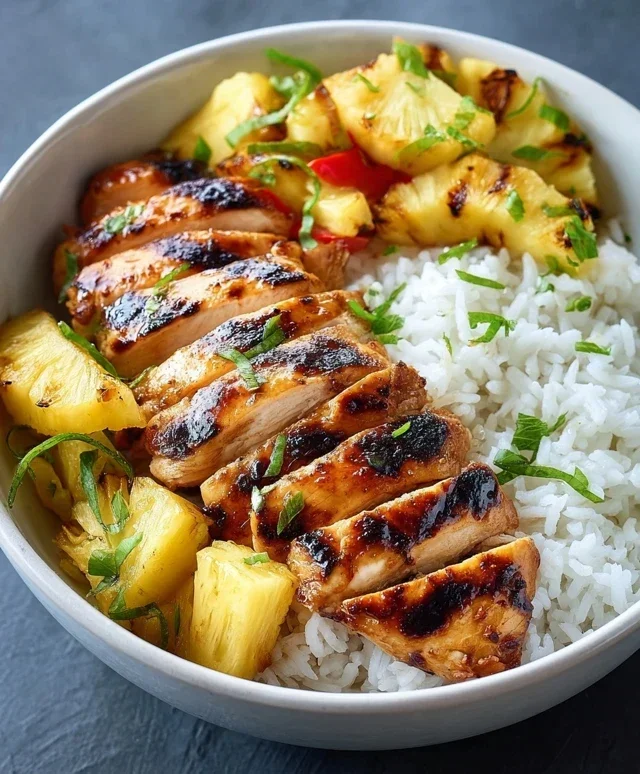 Grilled Chicken and Pineapple Bowls with Coconut Rice