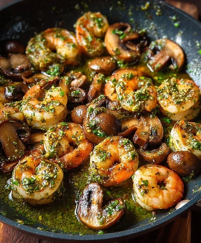 Pesto Shrimp with Mushrooms