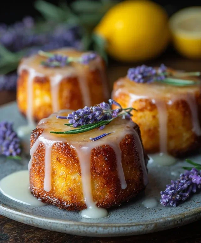 Mini Lemon Cakes With Lavender Glaze