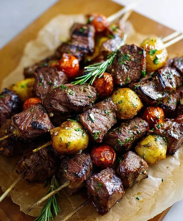 Rosemary Garlic Steak Kebabs