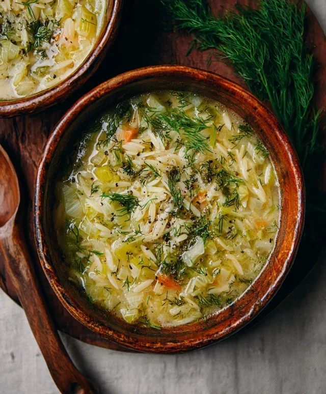Orzo Leek and Dill Soup