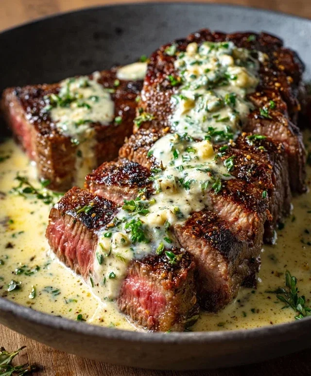 Garlic Butter Steak With Parmesan Cream Sauce