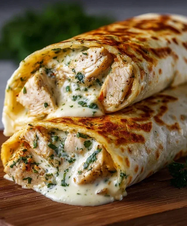 Low Carb Cheesy Garlic Chicken Wraps