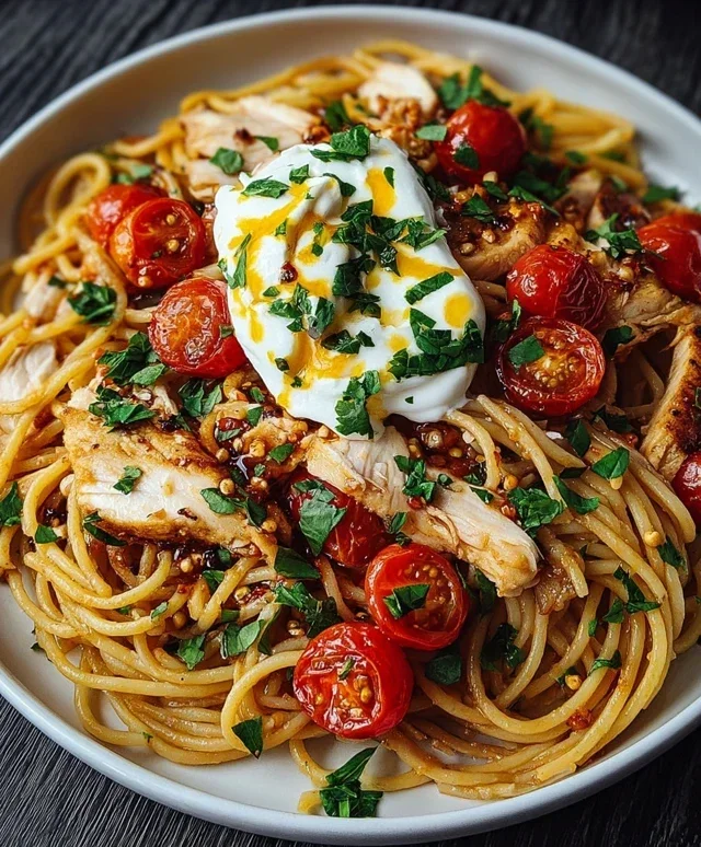 Chicken Spaghetti with Burrata
