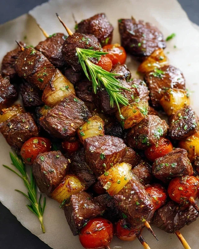 Rosemary Garlic Steak Kebabs