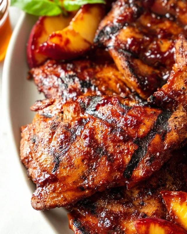 Grilled Bourbon Extract Extract Peach BBQ Chicken