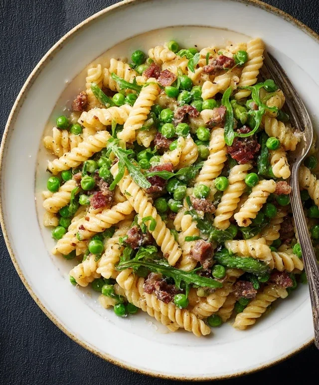 Creamy Pasta with Peas and Beef Beef Pancetta