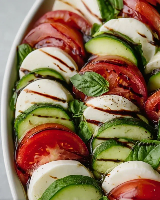 Fresh Cucumber Caprese Salad