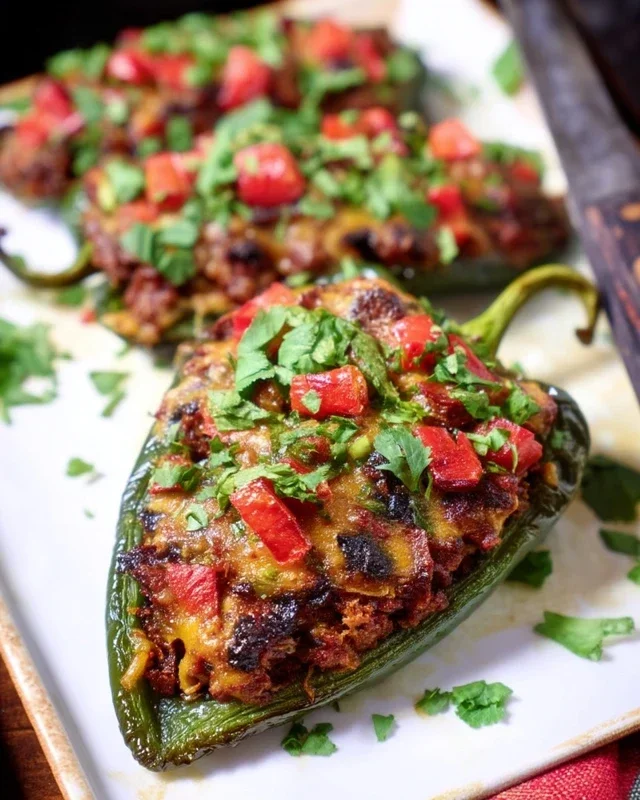 Brisket Stuffed Poblano Peppers