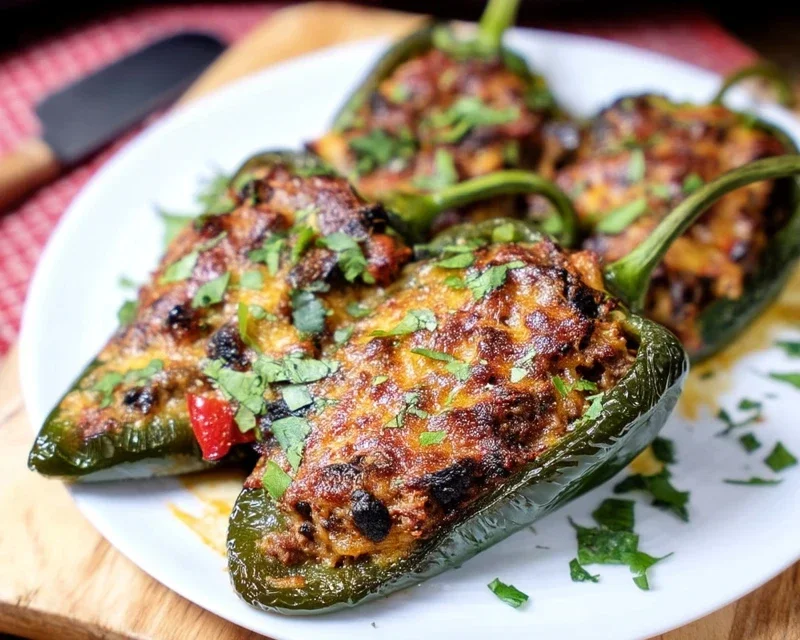 Brisket Stuffed Poblano Peppers