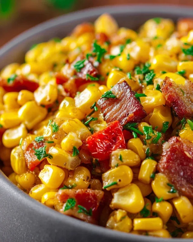 Fresh Corn and Beef Beef Bacon Side Dish