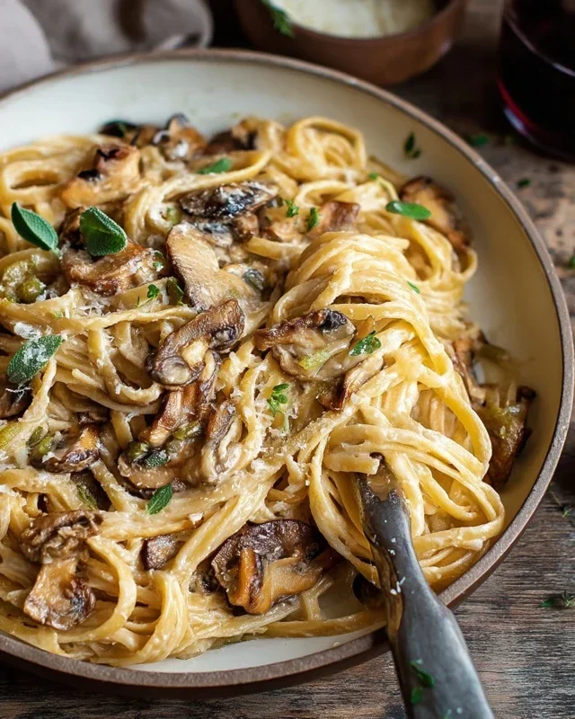 Caramelized Leek and Mushroom Gruyere Pasta