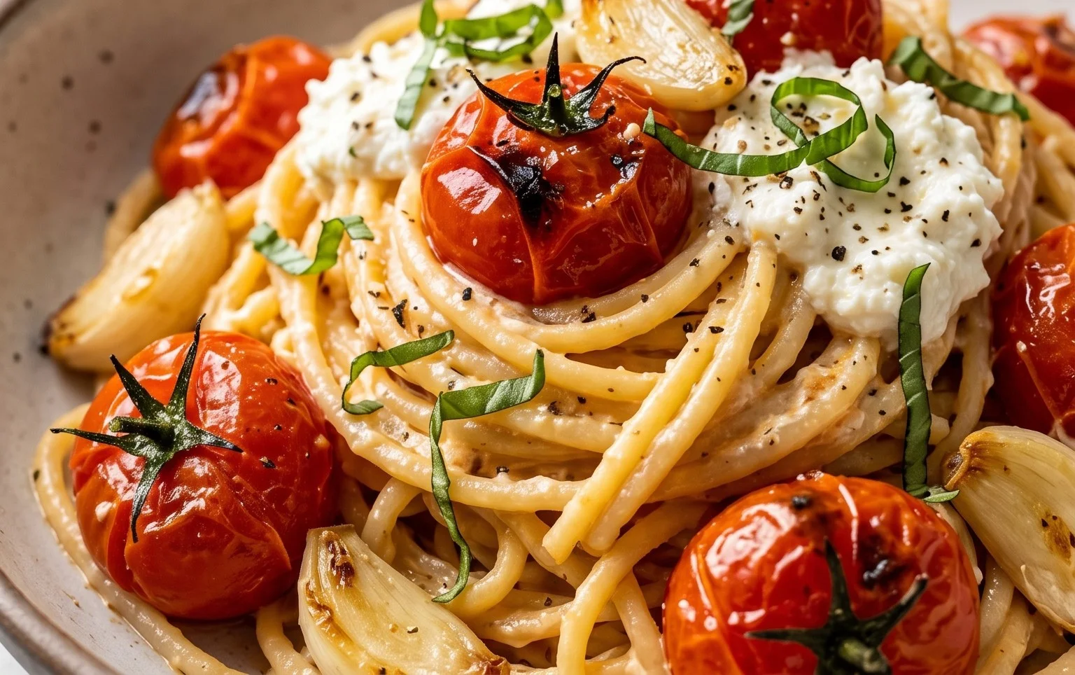 Roasted Tomato and Garlic Ricotta Pasta