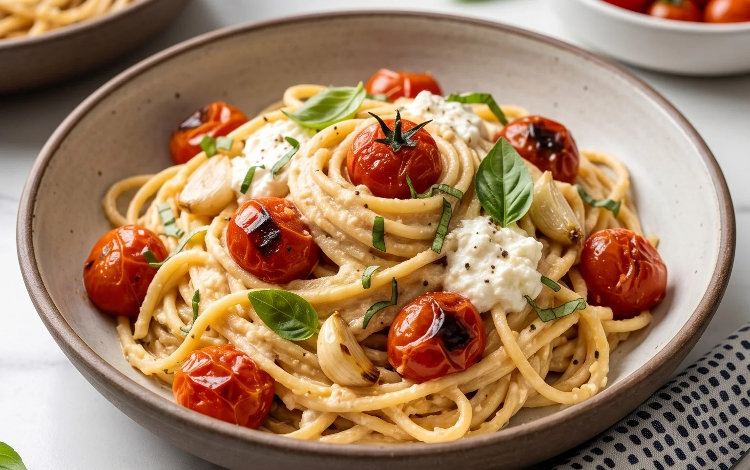 Roasted Tomato and Garlic Ricotta Pasta