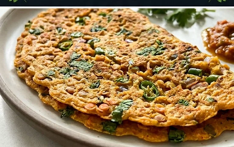 Masoor Dal Chilla | Savory Red Lentil Pancakes