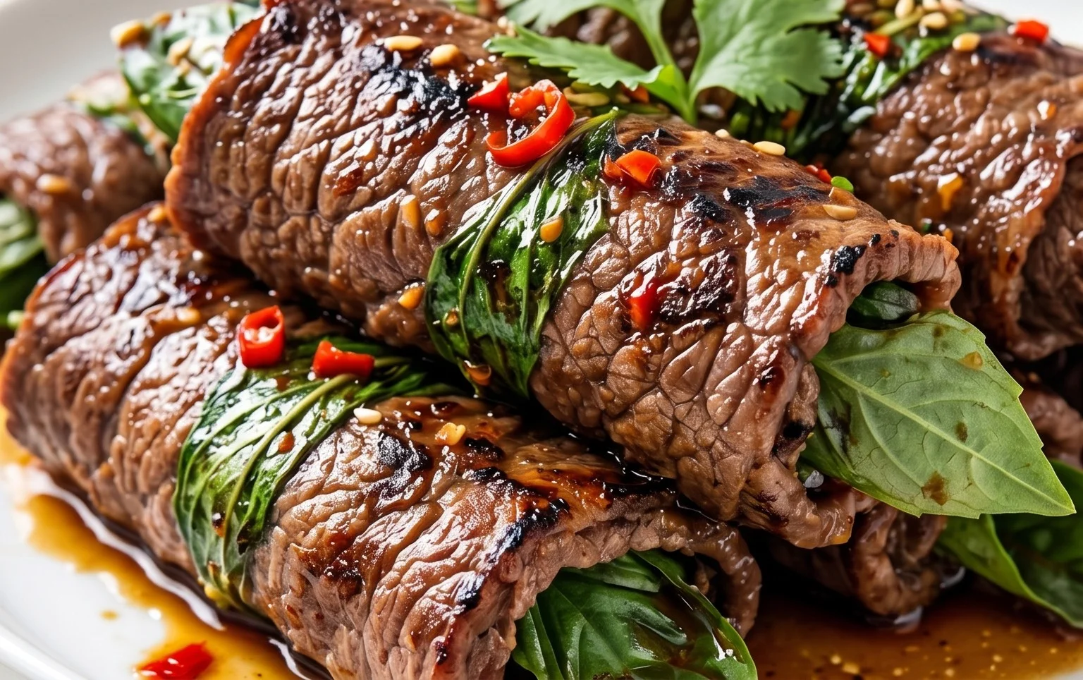 Thai Basil Beef Rolls