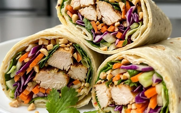 Thai Chicken Wrap with Crunchy Asian Slaw