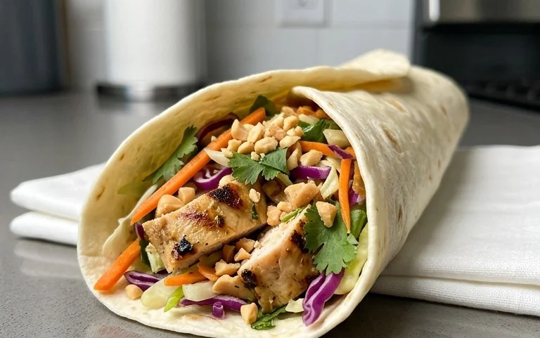 Thai Chicken Wrap with Crunchy Asian Slaw