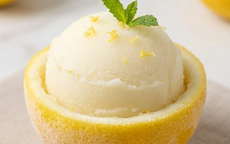 Sorbetto di Limone Dressed Up in a Frozen Lemon Shell