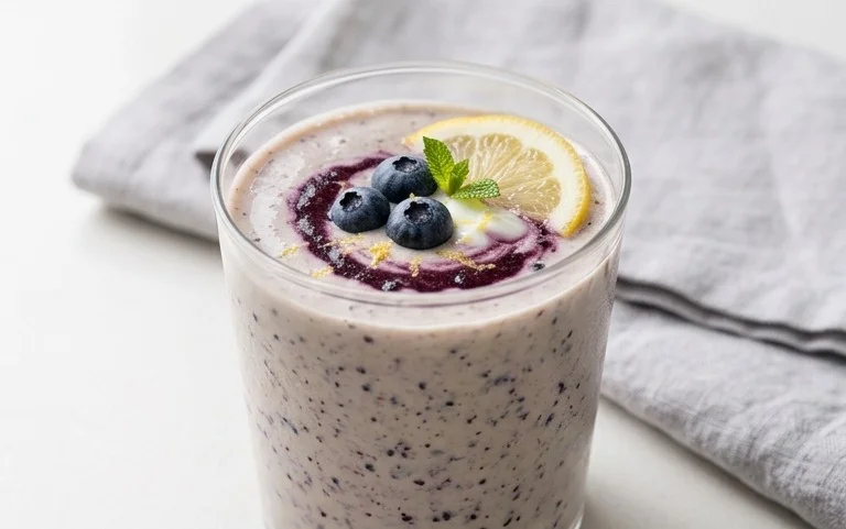 Blueberry Avocado Smoothie With Lemon & Yogurt