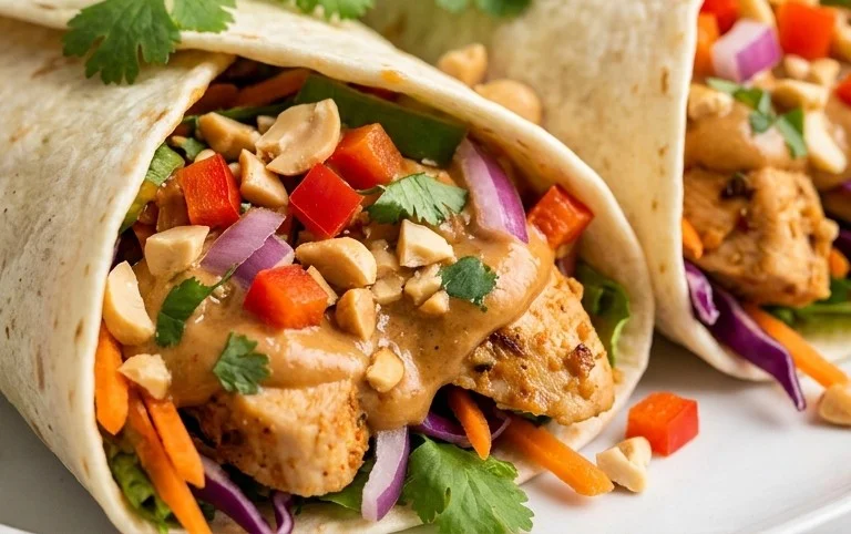Thai Peanut Chicken Wraps