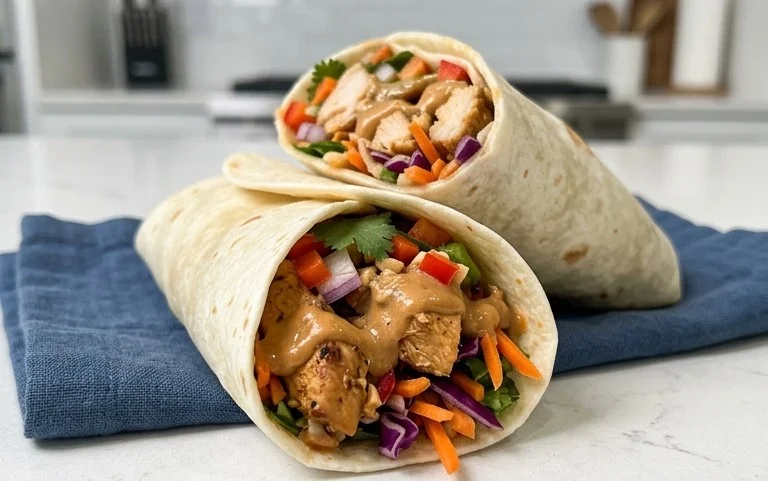 Thai Peanut Chicken Wraps