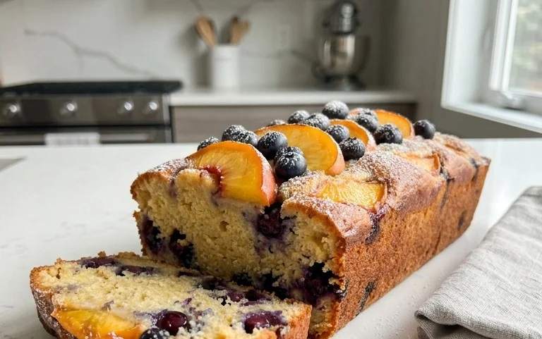 Peach and Blueberry Greek Yogurt Cake