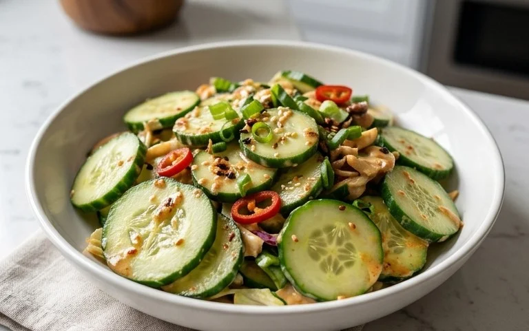 Creamy Asian Cucumber Salad Bowl
