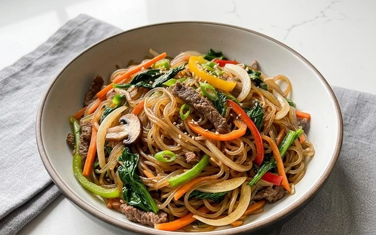 Japchae (Korean Glass Noodle Stir Fry)