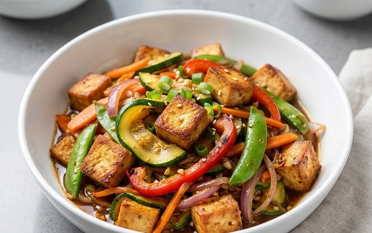 Zucchini Stir Fry With Tofu (Vegan)