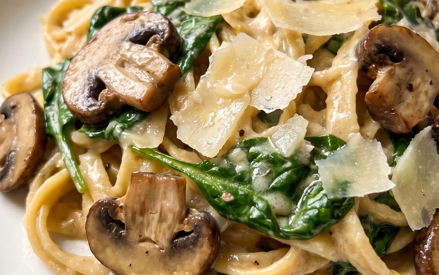 Parmesan Spinach Mushroom Pasta Skillet