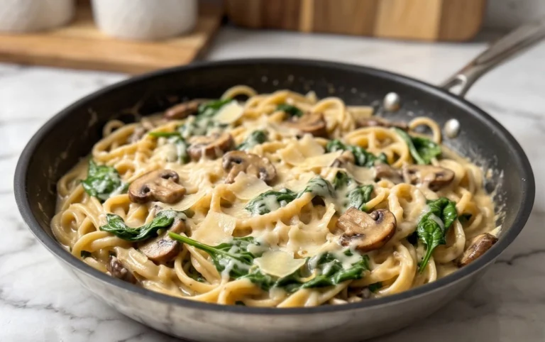 Parmesan Spinach Mushroom Pasta Skillet