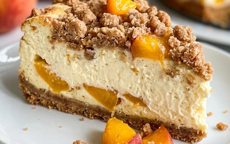 Peach Cream Cheese Cake with Streusel Topping