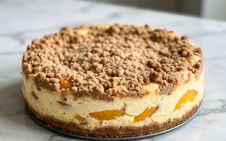 Peach Cream Cheese Cake with Streusel Topping