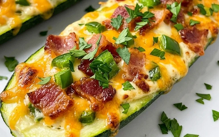 Jalapeno Popper Zucchini Boats