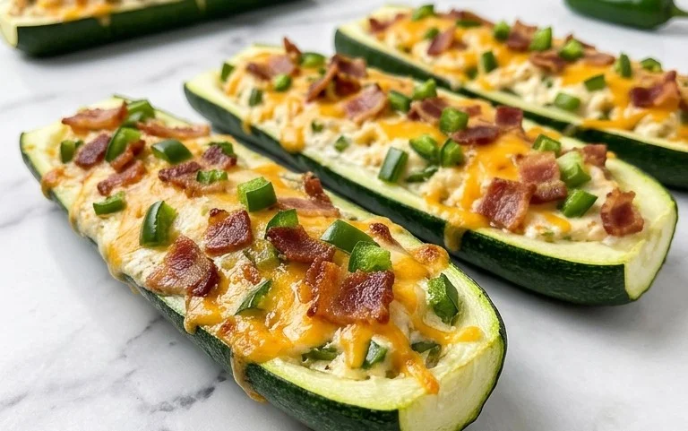 Jalapeno Popper Zucchini Boats