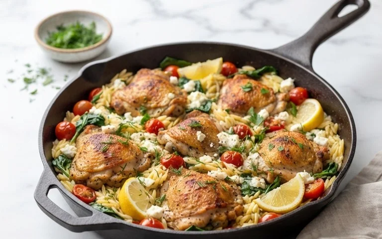 Greek Chicken and Lemon Rice (30 Minutes, One-Pot)