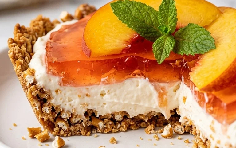 Peach Pretzel Salad Dessert