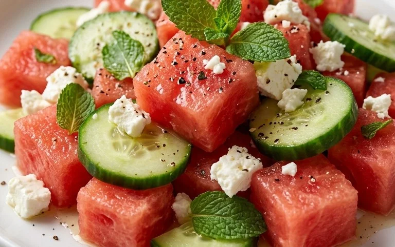 Watermelon Salad with Cucumber and Feta