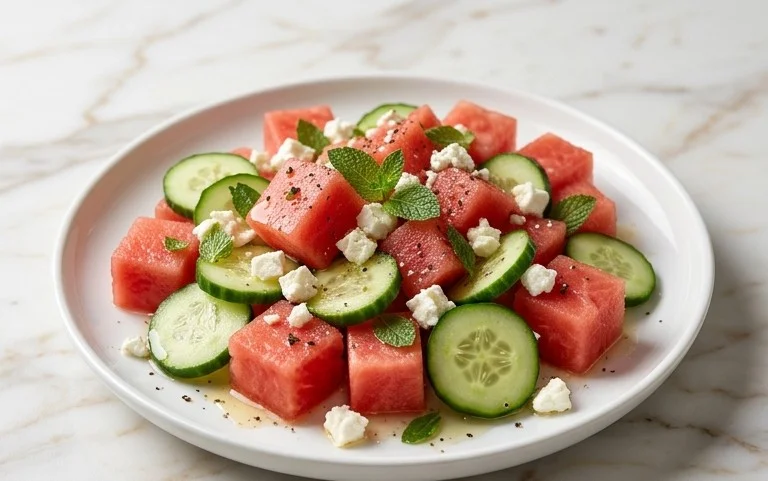 Watermelon Salad with Cucumber and Feta