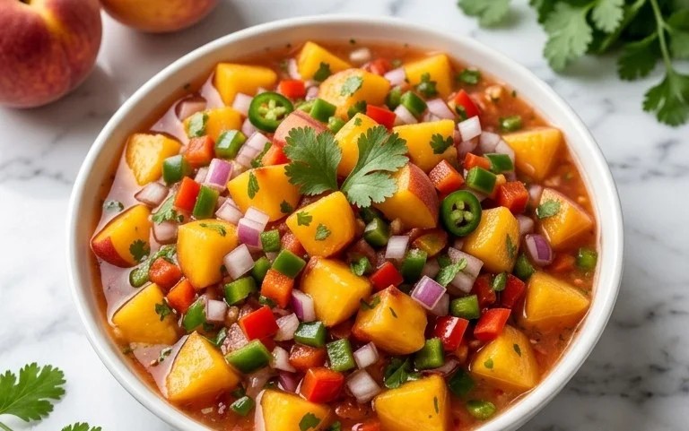 Sweet & Spicy Peach Salsa Canning Recipe