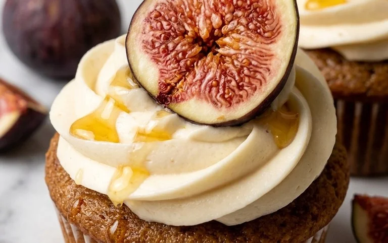 Fig Cupcakes with Honey Cream Cheese Frosting