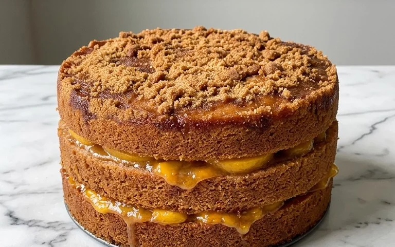 Brown Sugar Layer Cake with Peach Filling