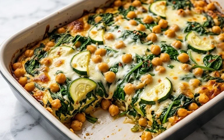 Spinach Zucchini Chickpea Bake