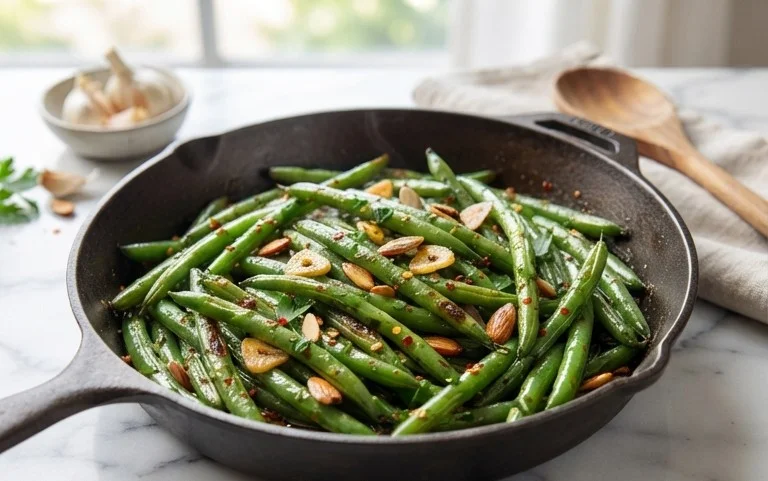 Sautéed Green Beans Recipe with Garlic